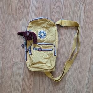 Kipling Yellow Compact Crossbody Bag with Inner Zipper Pocket